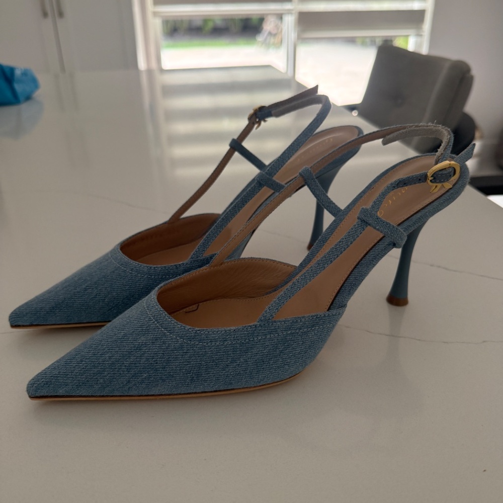 Gianvito Rossi Ascent 55 Blue Denim Slingback Pumps 40.5 Causal Work Going Out - Picture 4 of 8